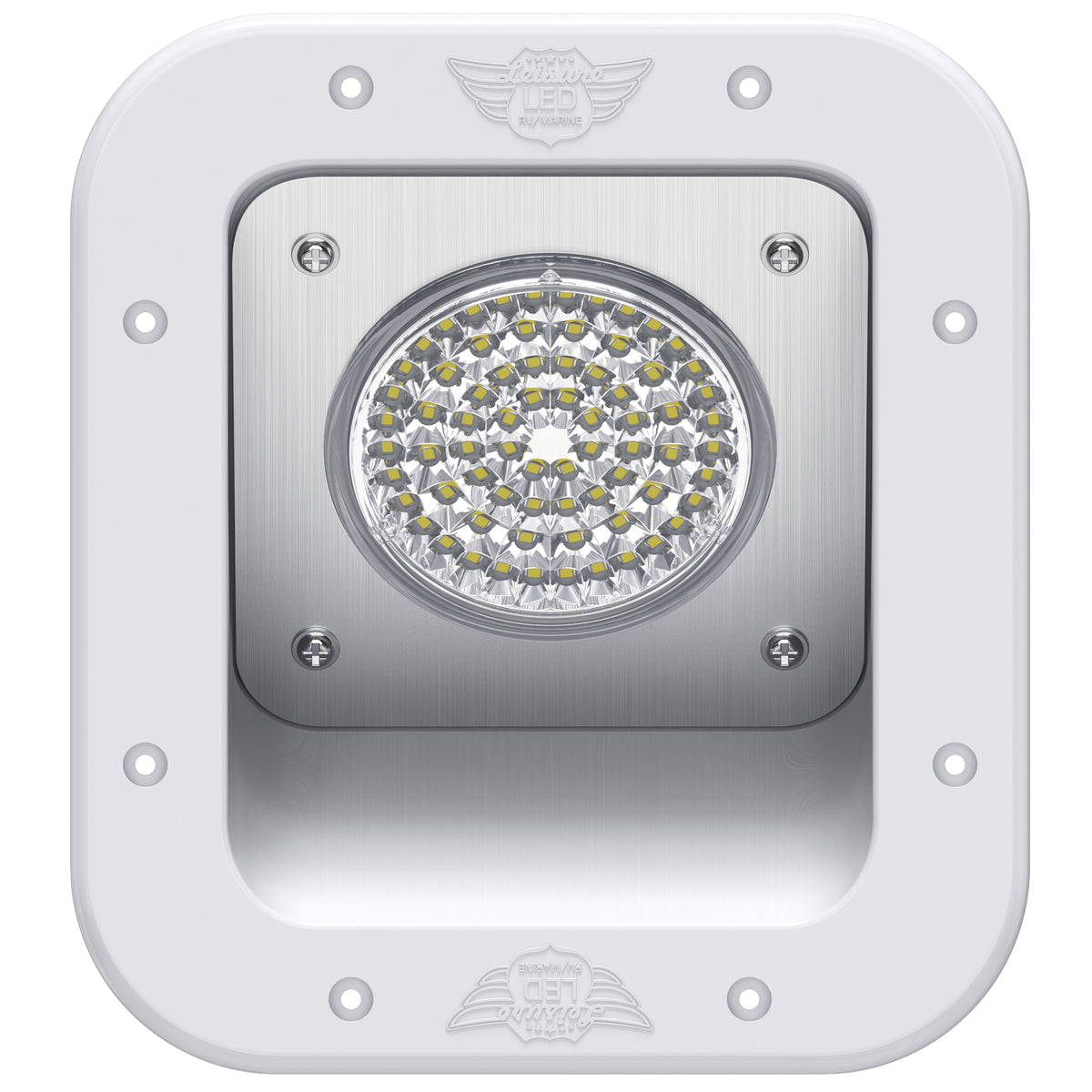 Leisure LED 12V RV Exterior LED Warrior Flood Light Square Cool White Recessed Mount 1100 Lumen 8 Inch (White)