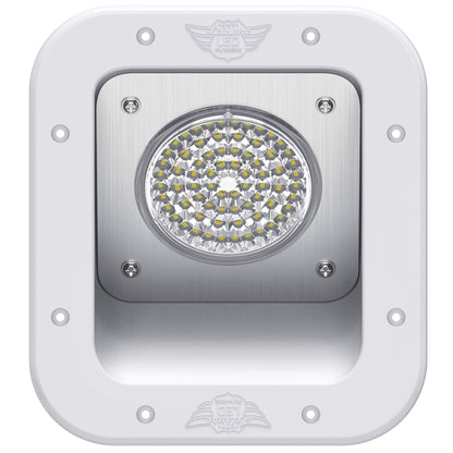 Leisure LED 12V RV Exterior LED Warrior Flood Light Square Cool White Recessed Mount 1100 Lumen 8 Inch (White)