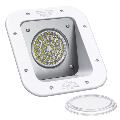 Leisure LED 12V RV Exterior LED Warrior Flood Light Square Cool White Recessed Mount 1100 Lumen 8 Inch (White)