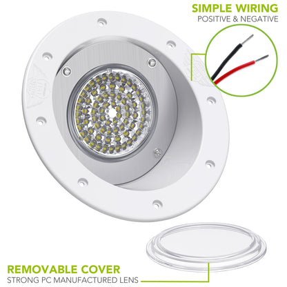 Leisure LED 12V RV Exterior LED Warrior Flood Light Round Cool White Recessed Mount 1100 Lumen 8 Inch (White)