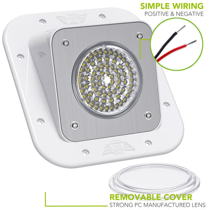 Leisure LED 12V RV Exterior LED Warrior Flood Light Square Cool White Surface Mount 1100 Lumen 8 Inch (White)