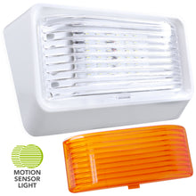 Leisure LED 12V RV Exterior LED Porch Light Cool White with Amber Lens Night Sensor 6 Inch (White)