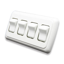 Leisure Coachworks 12V RV Contemporary Quadruple SPST On Off Switch with Bezel 5.32 Inch x 2.83 Inch x 1.22 Inch (White)