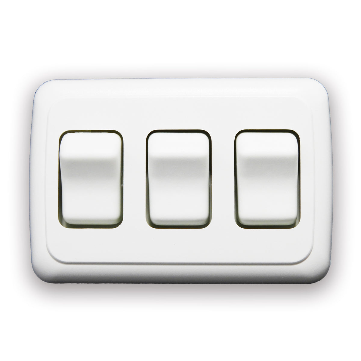 Leisure Coachworks 12V RV Contemporary Triple SPST On Off Switch with Bezel 4.18 Inch x 2.83 Inch x 1.22 Inch (White)