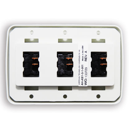 Leisure Coachworks 12V RV Contemporary Triple SPST On Off Switch with Bezel 4.18 Inch x 2.83 Inch x 1.22 Inch (White)