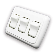 Leisure Coachworks 12V RV Contemporary Triple SPST On Off Switch with Bezel 4.18 Inch x 2.83 Inch x 1.22 Inch (White)