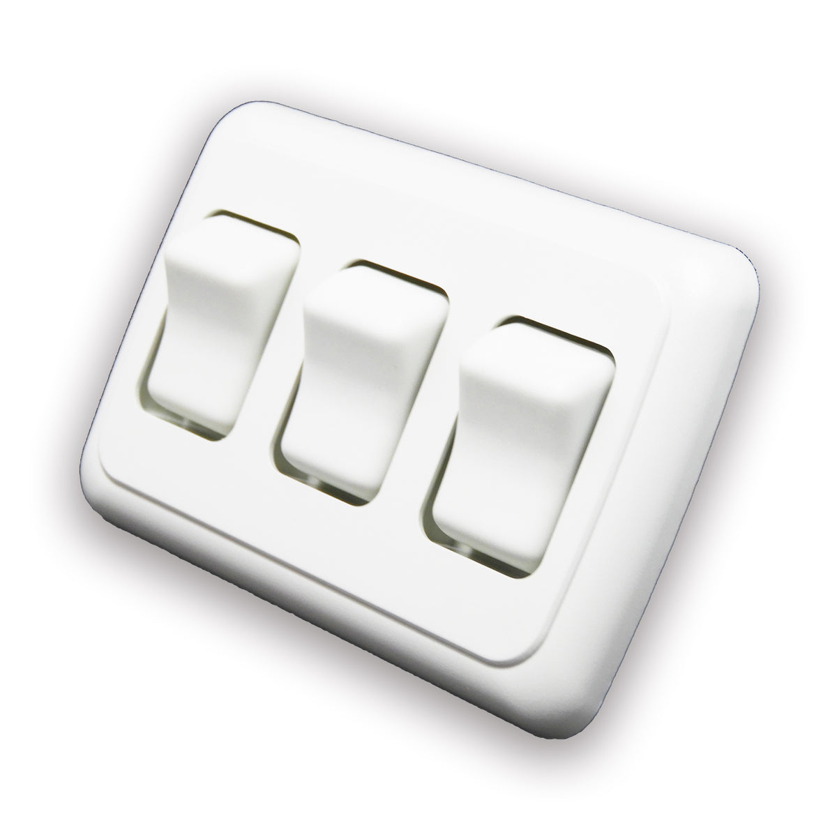 Leisure Coachworks 12V RV Contemporary Triple SPST On Off Switch with Bezel 4.18 Inch x 2.83 Inch x 1.22 Inch (White)
