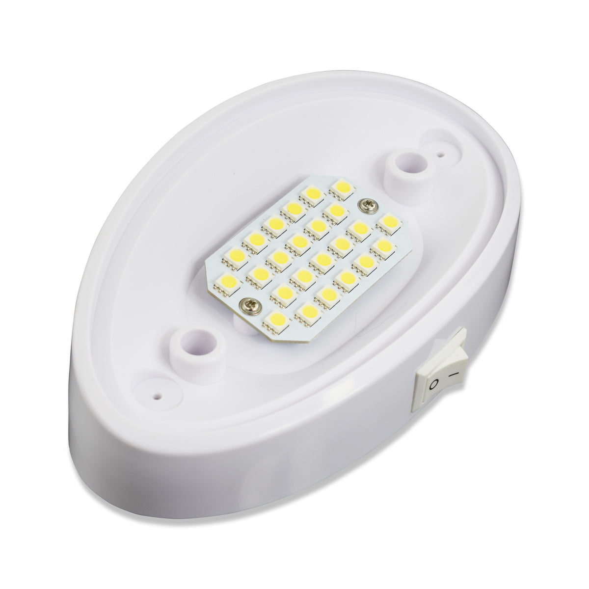 Leisure LED 12V RV Exterior LED Porch Light Oval Cool White with Switch Amber Lens 6 Inch (White)