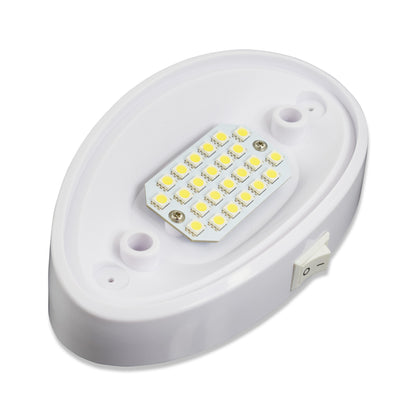 Leisure LED 12V RV Exterior LED Porch Light Oval Cool White with Switch Amber Lens 6 Inch (White)