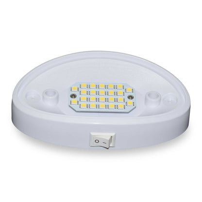 Leisure LED 12V RV Exterior LED Porch Light Oval Cool White with Switch Amber Lens 6 Inch (White)