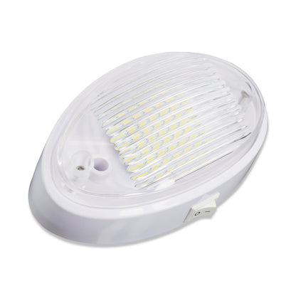 Leisure LED 12V RV Exterior LED Porch Light Oval Cool White with Switch Amber Lens 6 Inch (White)