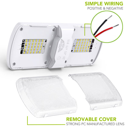 Leisure LED 12V RV LED Double Dome Light Multi-Color Touch Dimmer Switch Clear Lens 11 Inch (White)
