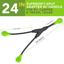 Leisure Cords 30AMP RV Y Adapter Cord 90 Degree Handle Standard NEMA TT-30P to TT-30R 24 Inch (Green)