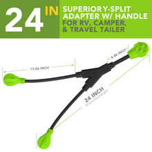 Leisure Cords 50AMP RV Y Adapter Cord 90 Degree Handle Standard NEMA 14-50P to TT-30R 24 Inch (Green)