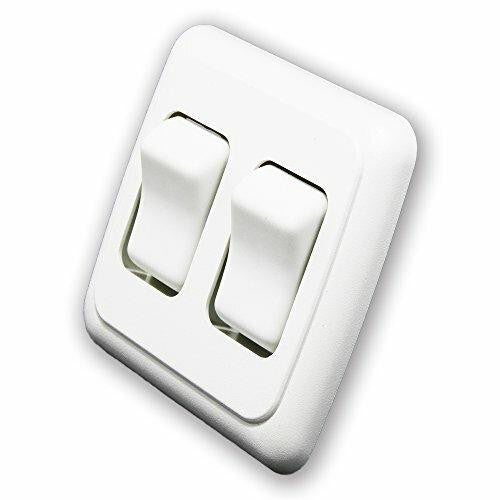 American Technology Components Double SPST On-Off Switch with Bezel, 12-Volt, for RV, Trailer, Camper White