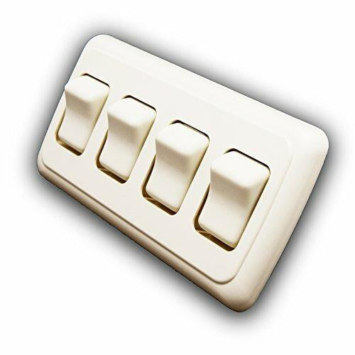 American Technology Components Quad SPST On-Off Switch with Bezel, 12-Volt, for RV, Trailer, Camper Almond