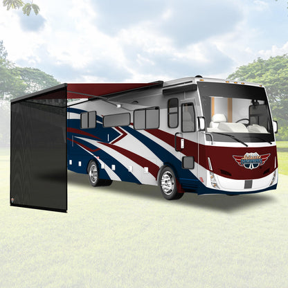 Leisure Coachworks RV Awning Sun Shade Black Mesh Screen UV, Wind Blocker