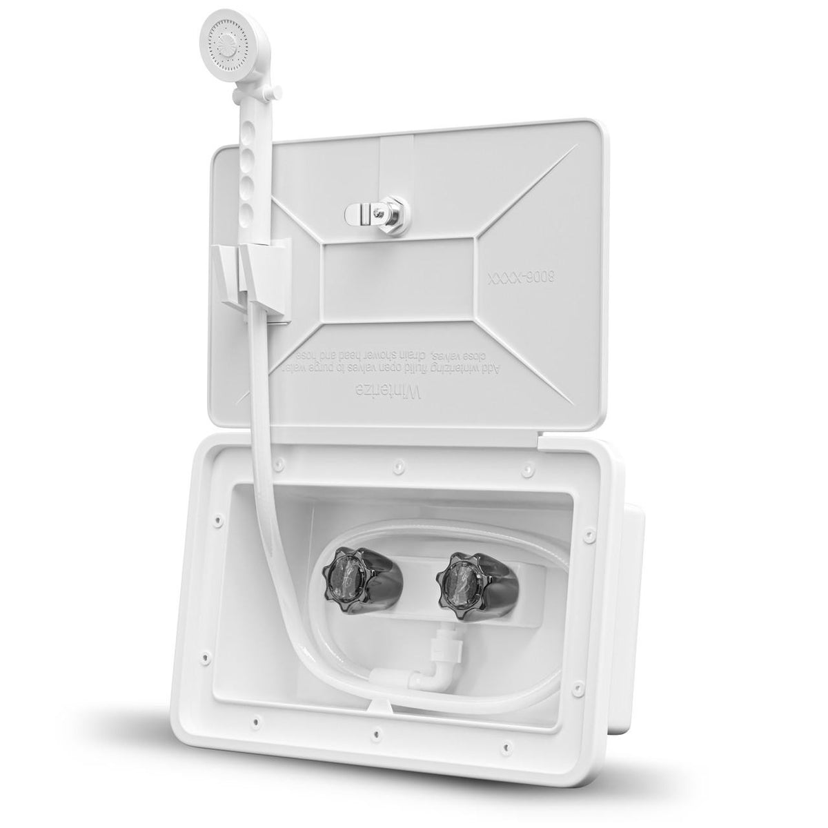  Leisure Coachworks RV Exterior Shower Box Kit ABS Hose Camper Trailer Cowboy Shower (White) 