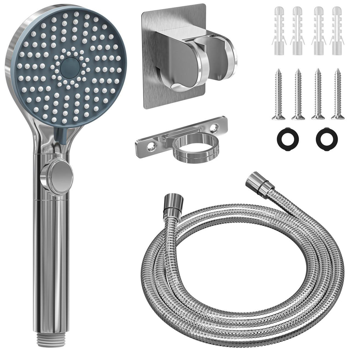 Leisure Coachworks RV Shower Head with Hose ABS Outdoor RV Shower Hose Kit Replacement with ON/OFF Switch for RV, Trailer, Campers, Motorhomes, Fifth Wheels, Boats (Chrome) 