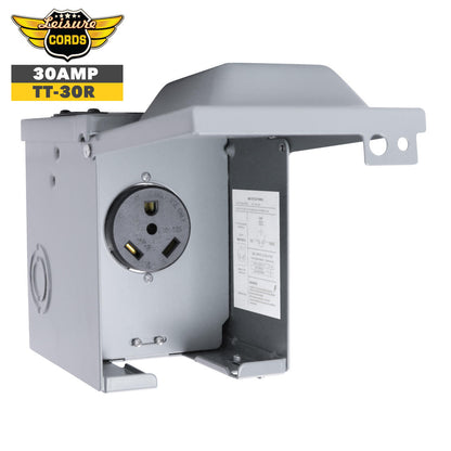 Leisure Cords 125V 30 Amp Power Outlet Box Weatherproof RV Trailer NEMA TT-30R