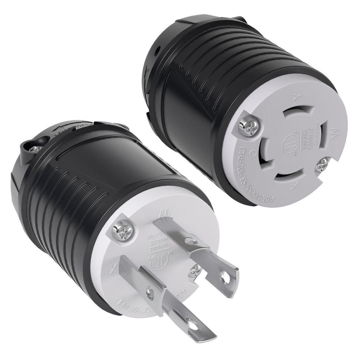 Leisure Cords 30 AMP Replacement 4-Prong Locking Female and Male Power Cord Ends NEMA L14-30