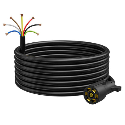 Leisure Cords 7 Way Inline Trailer Cord with Weatherproof Double Prongs Connector (12 Feet) 