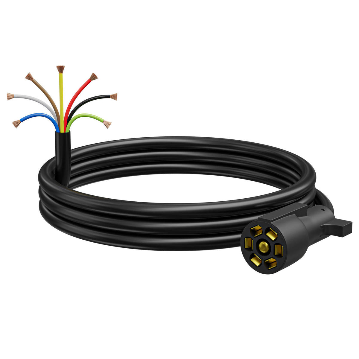 Leisure Cords 7 Way Inline Trailer Cord with Weatherproof Double Prongs Connector (4 Feet) 