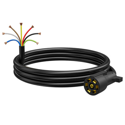 Leisure Cords 7 Way Inline Trailer Cord with Weatherproof Double Prongs Connector (4 Feet) 