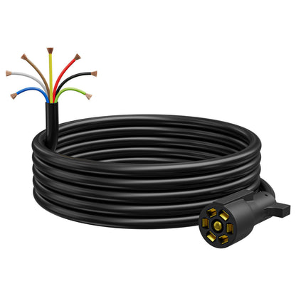 Leisure Cords 7 Way Inline Trailer Cord with Weatherproof Double Prongs Connector (8 Feet) 