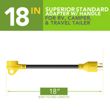 Leisure Cords Gen RV 18" 30 AMP Locking 3 Or 4 Prong Plug To Standard RV TT-30R Receptacle Generator Adapter with Grip 