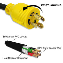 Leisure Cords Gen RV 30 Amp to 15 Amp Tri-Outlet 4-Prong Generator Power Cord, 10 Gauge Heavy Duty L14-30 to 3X 5-15R 125/250V 7500W
