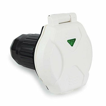 Leisure Cords Leisure RV 125/250V 50 AMP Power Plug Twist Lock Inlet with 3 Stainless Steel Pins White With LED