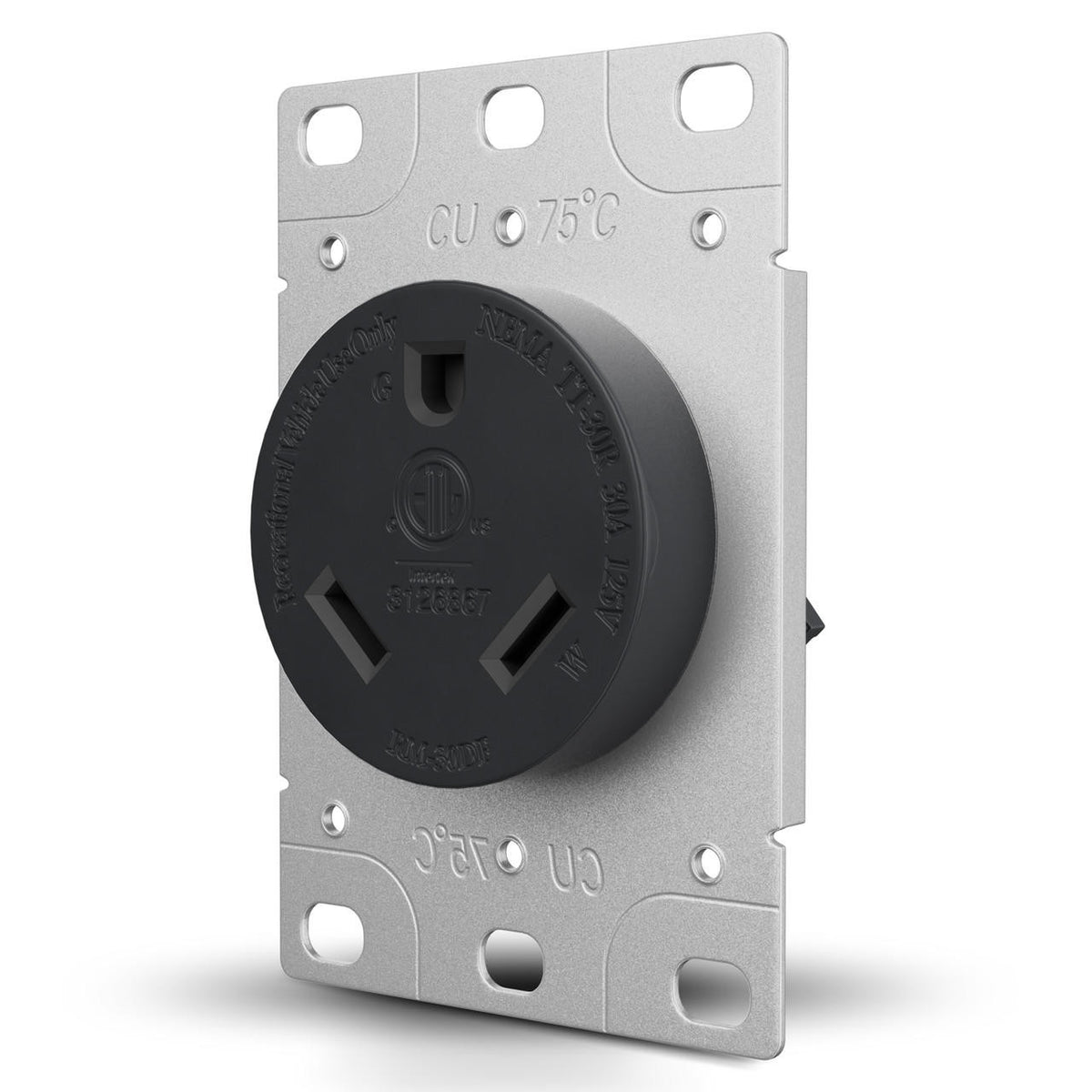 Leisure Cords RV 30 Amp, 125 Volt, NEMA Tt-30R, 2P, 3W Power Receptacle Flush Mounting 