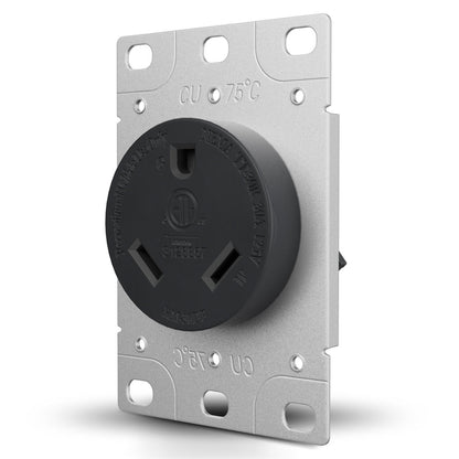 Leisure Cords RV 30 Amp, 125 Volt, NEMA Tt-30R, 2P, 3W Power Receptacle Flush Mounting 