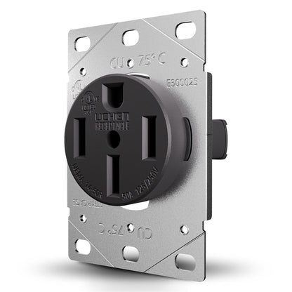 Leisure Cords RV 50 Amp, 125/250 Volt, NEMA 14-50R, 3P, 4W Power Receptacle Flush Mounting 