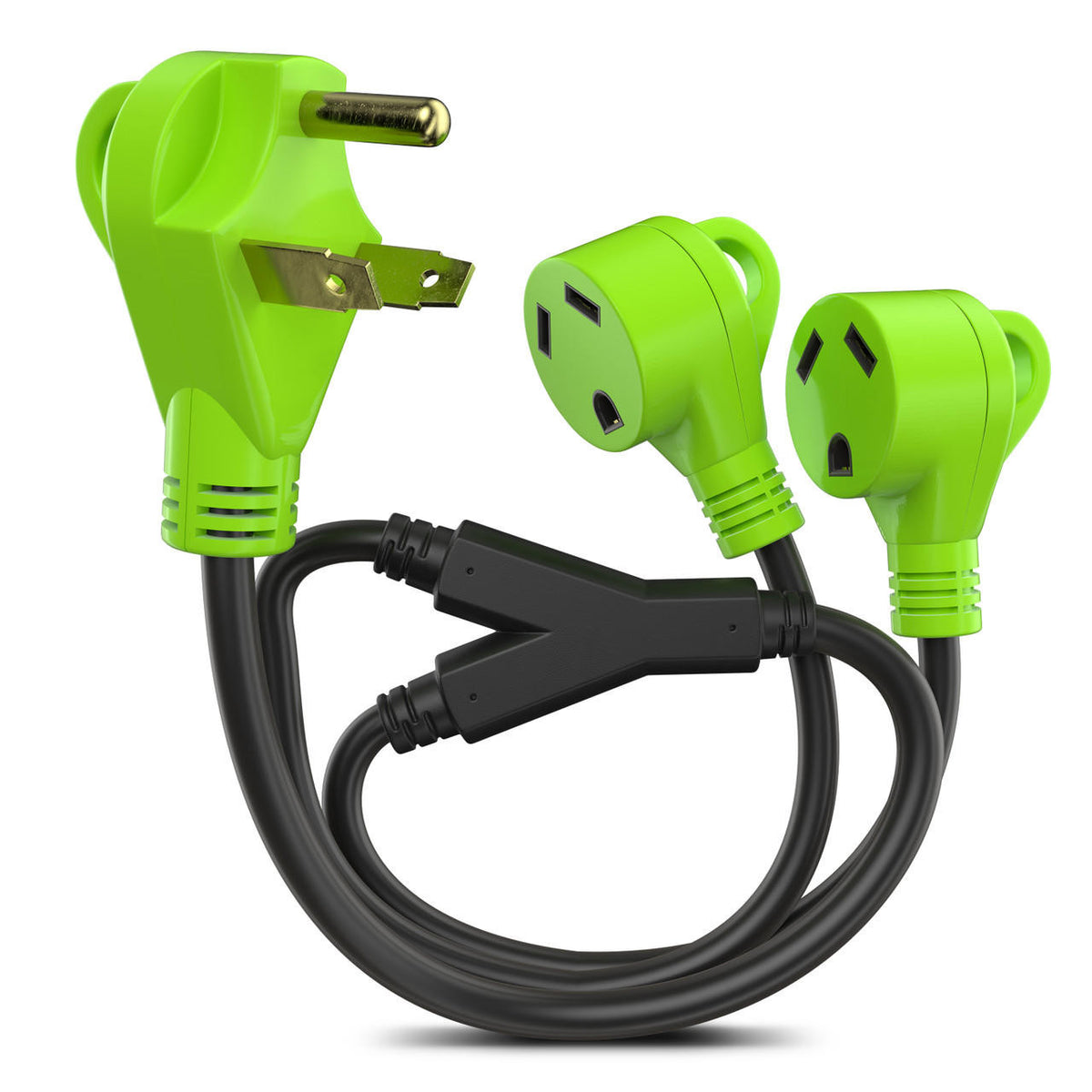 Leisure Cords RV Y Adapter Cord 30 Amp Male Plug to Two 30 Amp Female 24" with Handle 