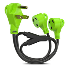 Leisure Cords RV Y Adapter Cord 30 Amp Male Plug to Two 30 Amp Female 24" with Handle 