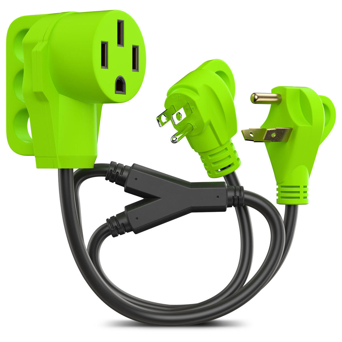 Leisure Cords RV Y Adapter Cord 50 Amp Female Plug to (1) 30 Amp Male- (1) 15 Amp Male 24" with Handle 