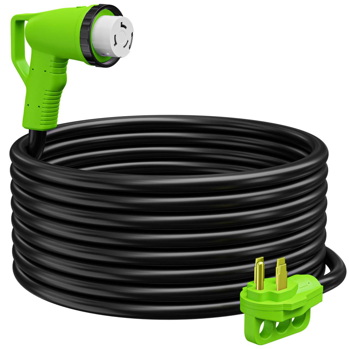 Leisure Cords Twist Lock RV 50 amp Power Cord with LED Power indictor - 50 Amp Male to 50 Amp 90 Degree Female Locking Plug 36 Foot 