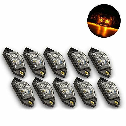 Leisure LED 10 pc 3.375 RV Side Fender Mini Marker LED Light Red/Amber Clear Lens Universal Surface Mount Truck Boat Trailer Sealed Clearance Identification Lights 2 Diodes