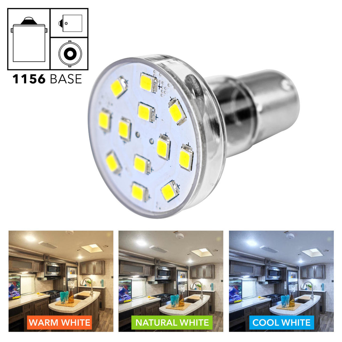 Leisure LED 1156 LED Spot Light Bulb 1156 1139 1141 1383 275 Lumen Long Neck RV Trailer Motorhome