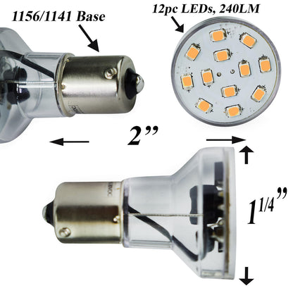 Leisure LED 1156 LED Spot Light Bulb 1156 1139 1141 1383 275 Lumen Long Neck RV Trailer Motorhome
