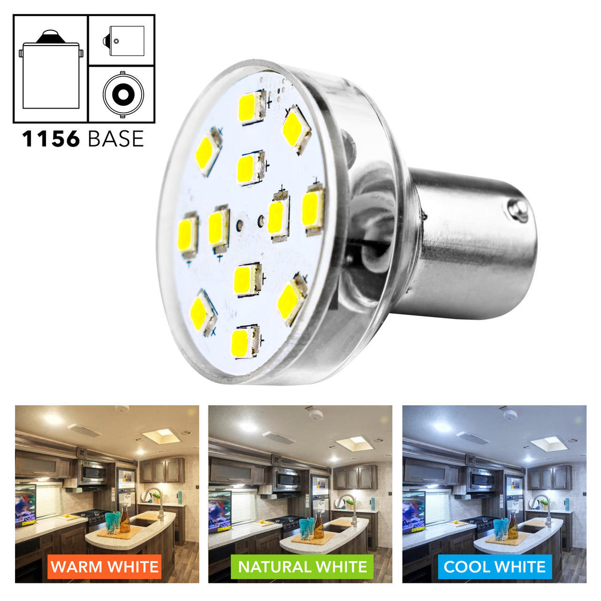 Leisure LED 1156 LED Spot Light Bulb 1156 1139 1141 1383 275 Lumen Short Neck RV Trailer Motorhome