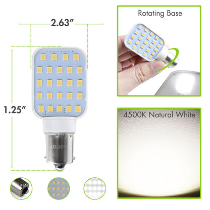  Leisure LED 1156 Rotating Light Bulb 300 Lumen 1141 1156 Wedge RV Interior LED Light 24-SMD Camper Trailer Lamp Bulb 10-24V 