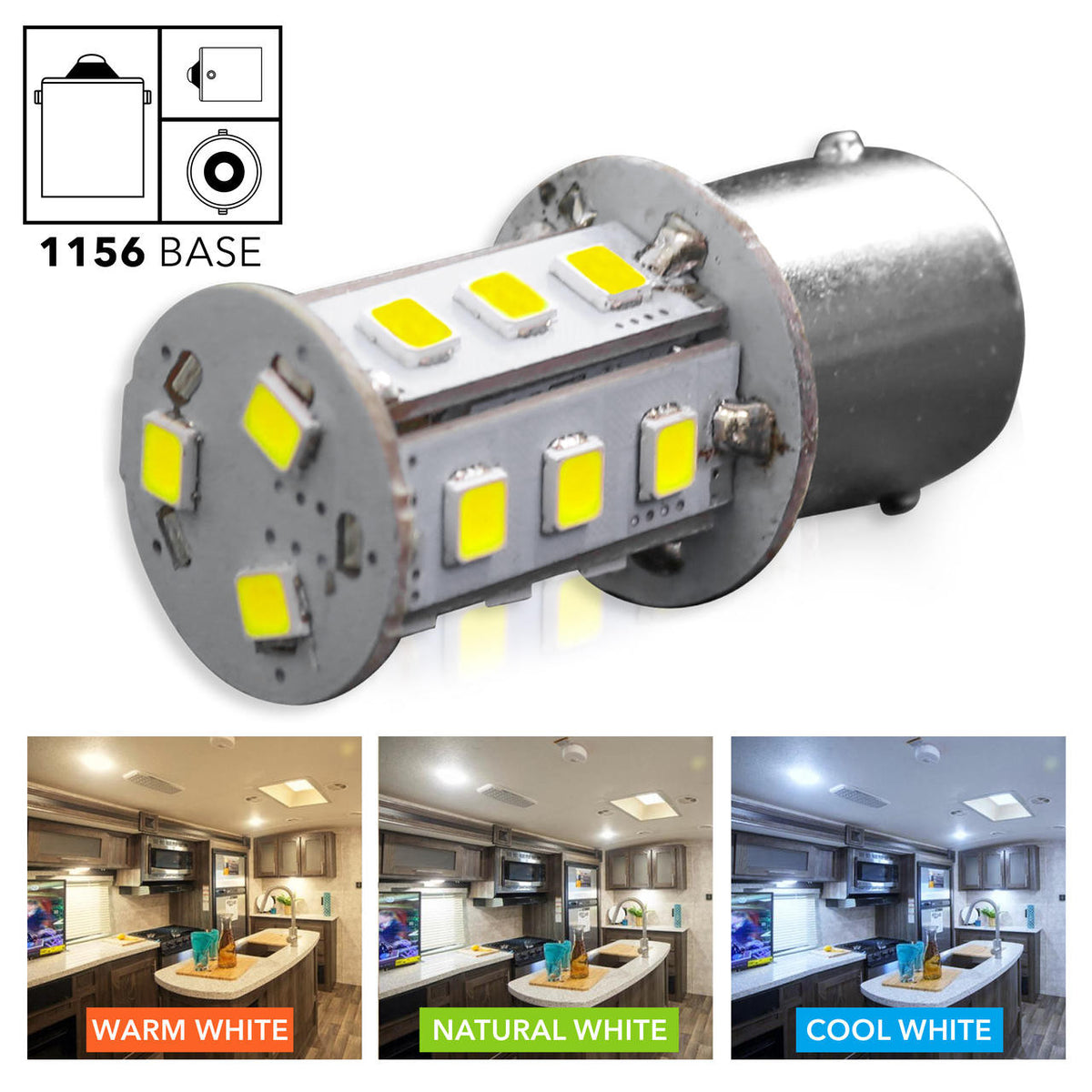 Leisure LED 18SMD 12 Volt Replacement LED Bulb, 12V 1141/1156 Interior Lighting RV Light Bulbs for Trailer Motorhome 5th Wheel, Marine Boat Dome Light Replacement