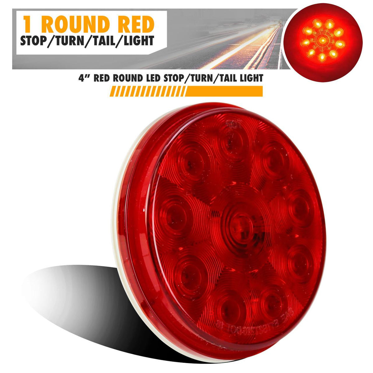 Leisure LED 4" RED LED Stop Turn Tail Light Truck Utility Trailer Round Break Light 
