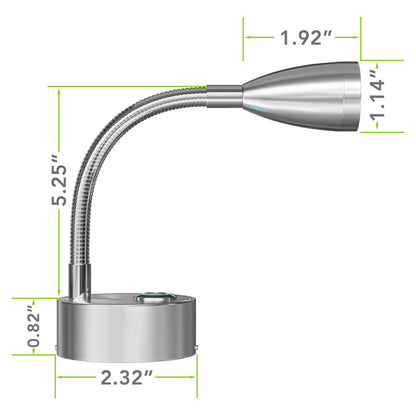 Leisure LED 8 12V RV Flexible Gooseneck Interior Reading Light with Touch Activated Dimming Settings/Multi-Color Modes, Brushed Nickel Finish