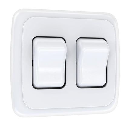  Leisure LED Contemporary Double SPST On-Off Switch with Bezel, 12-Volt, for RV, Trailer, Camper 