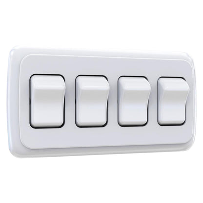  Leisure LED Contemporary Quadruple SPST On-Off Switch with Bezel, 12-Volt, for RV, Trailer, Camper 