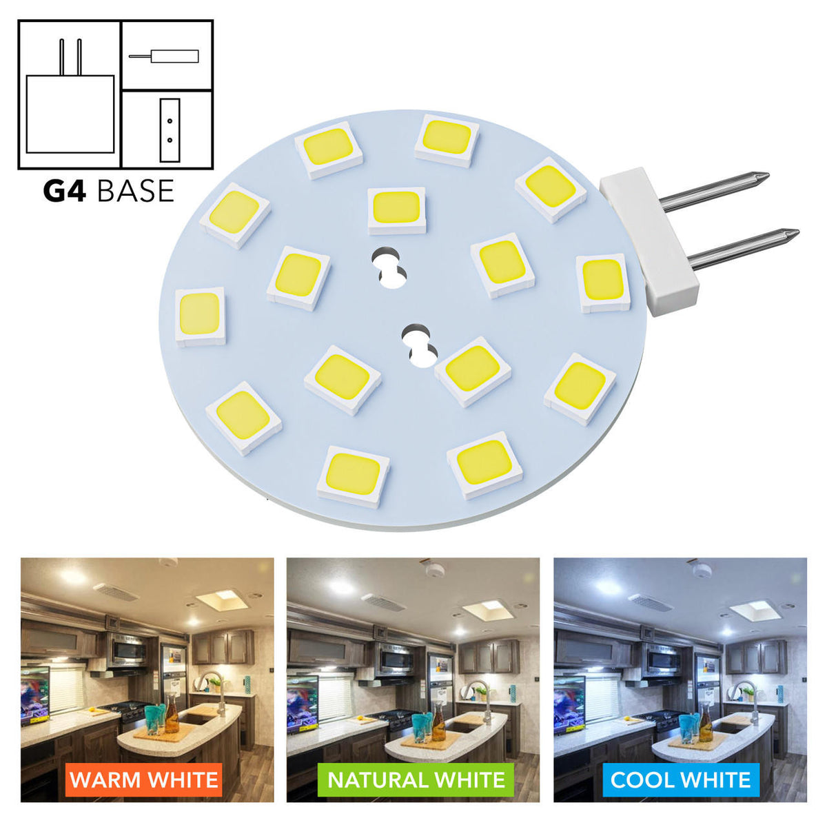  Leisure LED G4 LED Bulbs JC Bi-Pin base Light Bulbs 2W AC/DC 12V 20W-30W T3 Halogen Bulb Replacement RV Camper Trailer Motorhome 5th Wheel and Marine Boat 